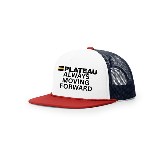 PLATEAU ALWAYS MOVING FORWARD RICHARDSON 113 RED WHITE & BLUE FOAMIE TRUCKER CAP