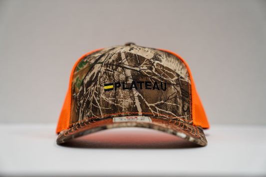 PLATEAU RICHARDSON 112PFP CAMO & ORANGE TRUCKER SNAPBACK CAP