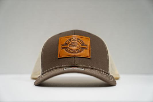 PLATEAU RICHARDSON 112 BROWN LEATHER PATCH TRUCKER SNAPBACK